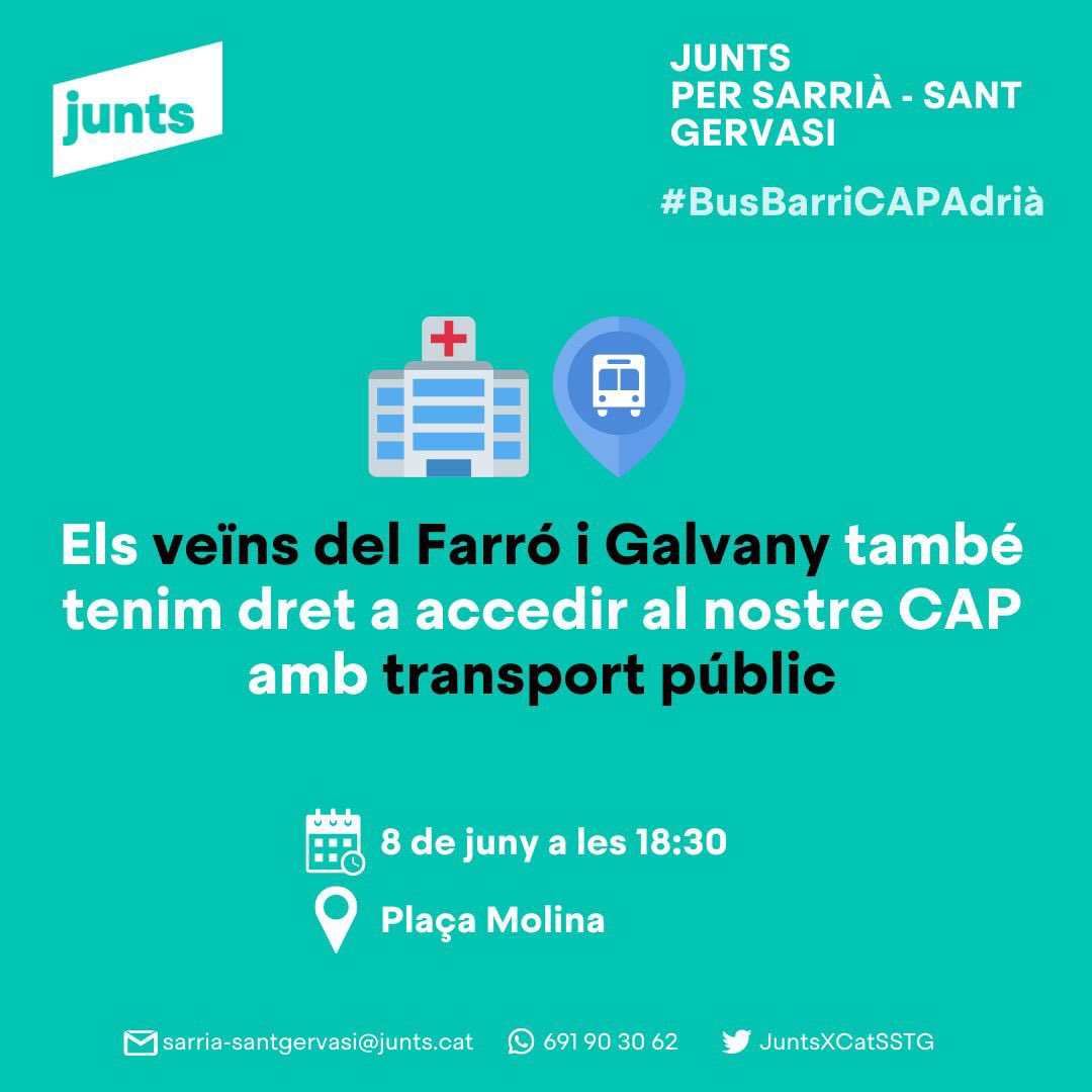 jmartigalbis's tweet photo. Reiterem la reclamació veïnal i política dels últims 6 anys d’un #BusBarri q connecti els barris del #Farró i #Galvany amb el #CAPAdrià i l’Hospital Clínic-Seu Plató. @JuntsXCatSSTG @JuntsxCatBCN @elsa_artadi @gloriafreixav @MontseCantinMas @clapesaganyoles @jaumeoliva_ #pollliro https://t.co/627Wg6X3MO