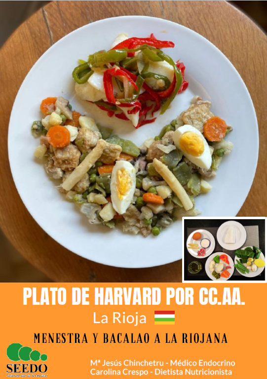 ¡Feliz #DiadeLaRioja! Y para celebrarlo este nutritivo plato de  menestra y bacalao a la riojana 🎣 que nos propone el equipo de Seedo en esta nueva iniciativa que hemos llamado 'Plato de Harvard por CCAA' 😀 #lariojaapetece #comidasaludable 🔴⚪🟢🟡
