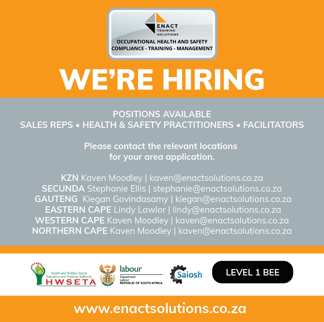 SolutionsEnact's tweet image. WE'RE HIRING!

#EnactTrainingSolutions #WereHiring #Vacancies