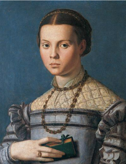 LisausD35's tweet photo. Portrait of a young girl holding a scripture. Bronzino circa 1545-1550. Tempera on wood, 58×46.5 cm. Ufiji Art Gallery, Florence. https://t.co/Eg96yXOQWF