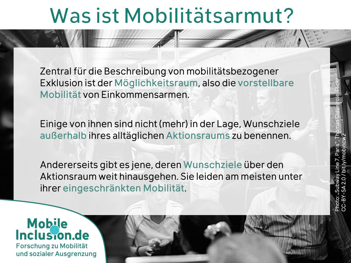 Was ist eigentlich #mobilität #armut? Mobilität wird vom Möglichkeits #raum und dem #aktionsraum sowie den #wunschzielen eingegrenzt. Lest dazu mehr in unserem #blog : mobileinclusion.projects.tu-berlin.de/mi/blog/