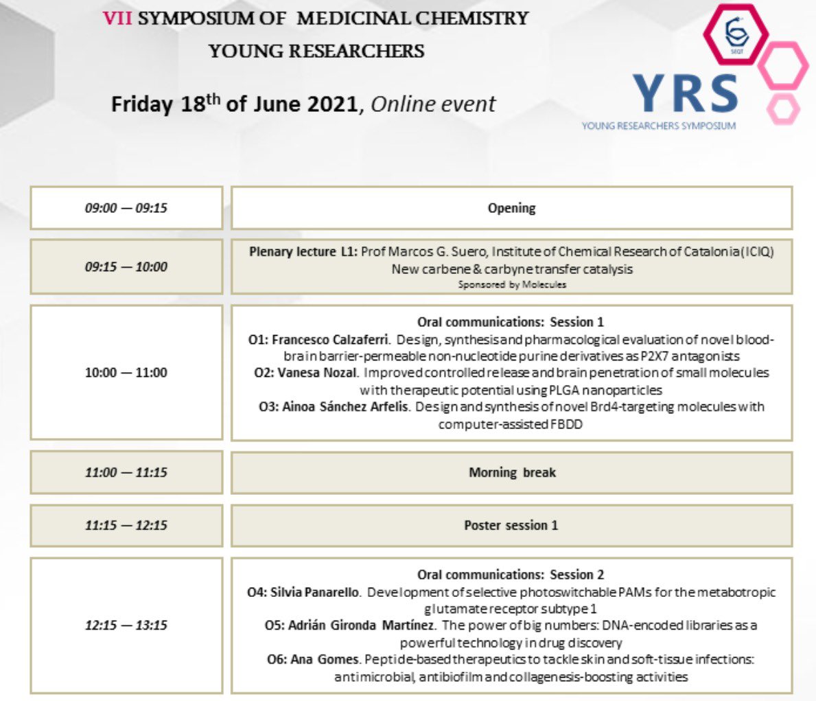 SocEspQuimTerap's tweet photo. 📣📣📣 Only 5 more days to register!!! #SEQT_YRS

https://t.co/0CzT0hRfTx

Check our updated program 👇👇 https://t.co/aoVxyopZBA