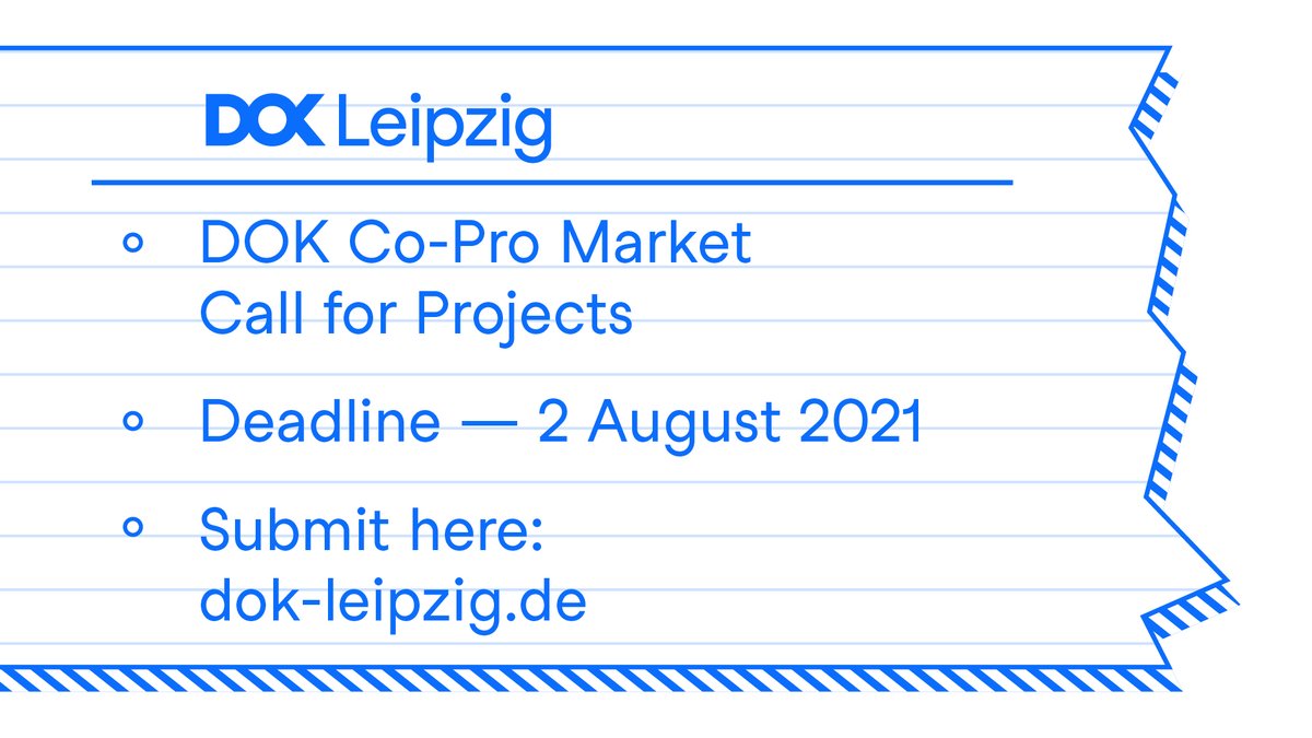 AssDocit's tweet image. 🎉È aperto il bando per partecipare alla 17ma edizione di DOK Co - Pro Market 2021, una sezione di @DOK_Leipzig dedicata ai documentari in sviluppo.

CALL
➡ dok-leipzig.de/en/co-pro-mark…

DEADLINE
➡ 2 agosto 2021

DATE 
➡ 25 - 26 ottobre 2021