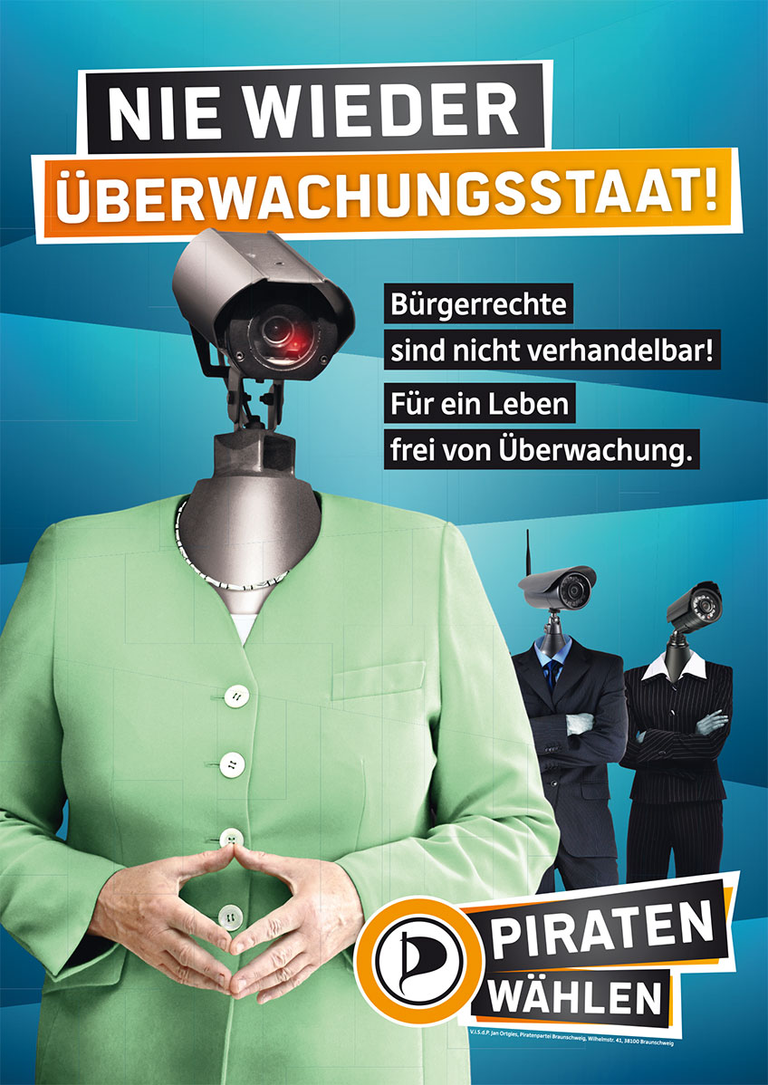 PiratenLoerrach's tweet photo. #Uploadfilter #Vorratsdatenspeicherung #Chatkontrolle #Staatstrojaner #Kennzeichenscanner bald vielleicht auch Verschlüsselungsverbot. #CDU / #SPD arbeiten weiter massiv daran die Überwachung auszubauen.

Da ist das #Piraten Wahlplakat von 2013 leider immer noch top aktuell https://t.co/g1c5DArUzM