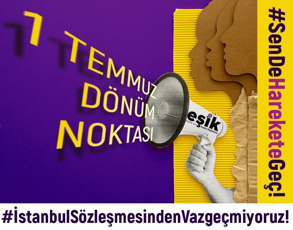 EsitlikVeAdalet's tweet photo. 📣 EŞİK’ten (@esik_platform) İstanbul Sözleşmesi çağrısı: 1 Temmuz dönüm noktamız! 

https://t.co/W3tI3SLRKm https://t.co/ahVvwntUHq
