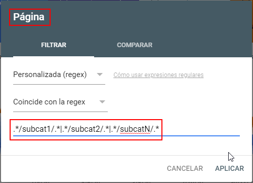 miguelpau's tweet photo. ¿Queremos consultar en #SearchConsole la tendencia y evolución de las URLs de un clúster y tenemos patrones en el path de la URL? ... ahí va una #RegexSC bien sencilla👇 #Regex Sirve también para conocer las URLs con mejor rendimiento del clúster Clics/Impresiones/PosMedia https://t.co/s8A4WSNGeY