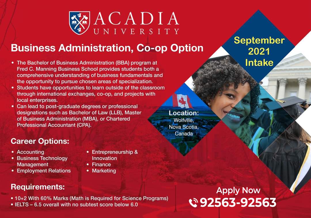 PyramidVisa's tweet photo. Established in 1838, Acadia University is a highly-ranked liberal arts university in #novascotia, #canada. The university is accepting #applications for #upcomingintake. Apply Now!
Call: 92563-92563 to #studyincanada at #acadiauniversity https://t.co/BcH0gJADYG