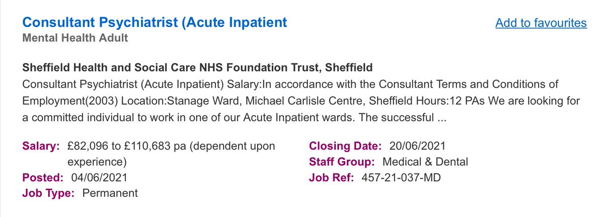 3 posts available at @SHSCFT (2 consultants & 1 SAS). We are very keen to ensure that all staff have time for development. All psychiatrists have 2 SPA and 1 PA for leadership/CESR/development & are pleased to be working with @FMLM_UK to support us! @BMJLeader @rcpsychTrainees