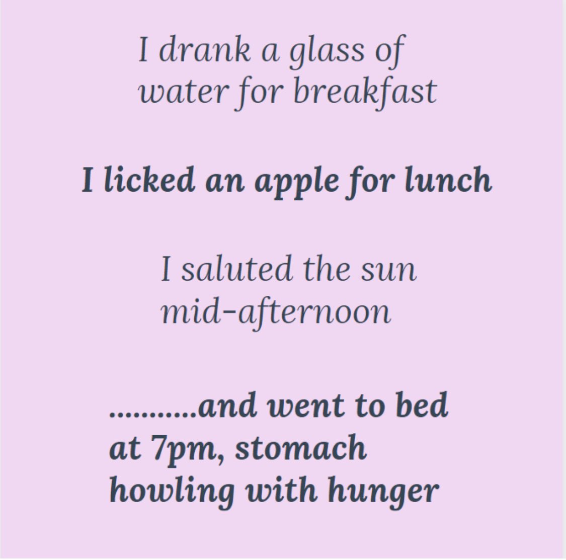 Who thinks that this is what a detox involves?