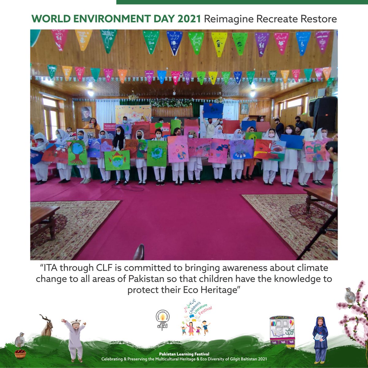itacecorg's tweet image. @itacecorg through its flagship program @CLF_Pak hosted the widely successful #PLFGilgit which had the theme of preserving and celebrating Pakistan&apos;s Eco Heritage.
We pledge to do our part by educating people and promoting the fight against #ClimateChange!