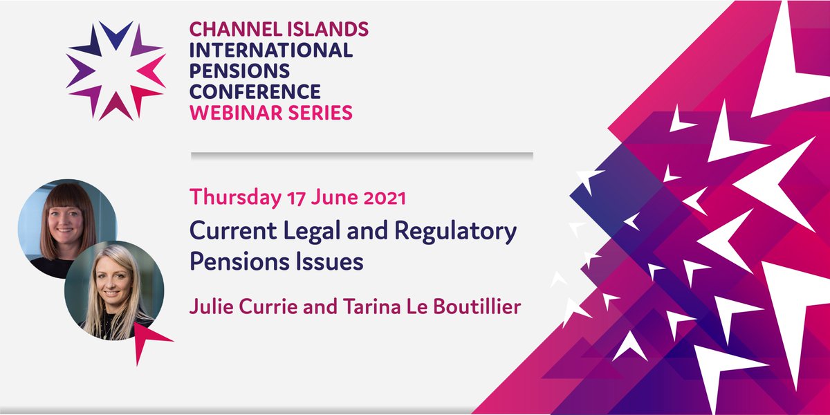 CII_Pensionconf's tweet image. We look forward to welcoming you to Webinar 2 on Thursday 17 June at 09:00 - 10:00.

Julie Currie &amp;amp; Tarina Le Boutillier, from Carey Olsen, will be discussing: The Current Legal and Regulatory Pension Issues.

Register your free place here: cipensionsconference.com/webinar-21/

#CIIPC