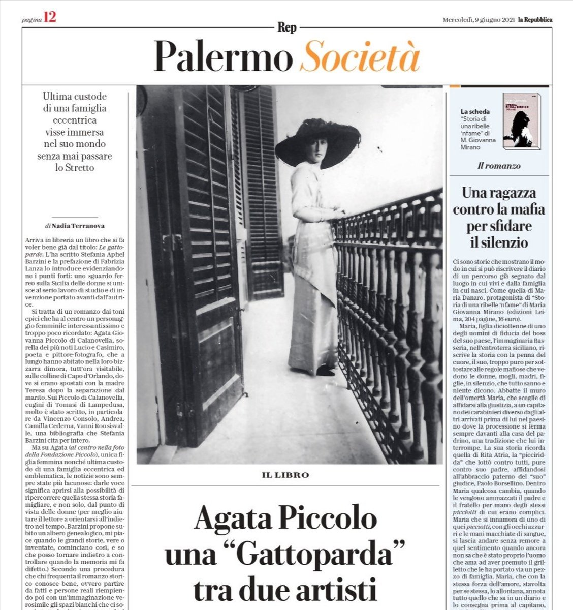 Sulla edizione di oggi di Repubblica, una straordinaria Nadia Terranova recensisce #LeGattoparde di Stefania Aphel Barzini.

A tutta pagina, una bellissima Agata Giovanna Piccolo di Calanovella.

Storie di #DonneSiciliane