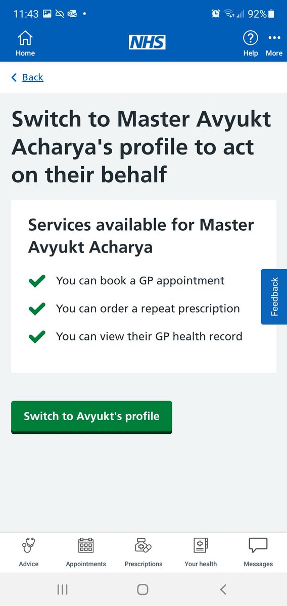 chitraacharya's tweet photo. Woo-hoo 👏🏾 I've just got #ProxyAccess to my son's profile #LinkedProfile
Now I can:
🔸️book his appointment
🔸️order his repeat prescription
🔸️view his medical record
Thanks @NHSDigital @NHSX @Connectnotts @ElmswoodSurgery @NHSNottsCCG @Notts_ICS @_HWNN
#CarersWeek #WMTY21 https://t.co/ld4dXOzqrn