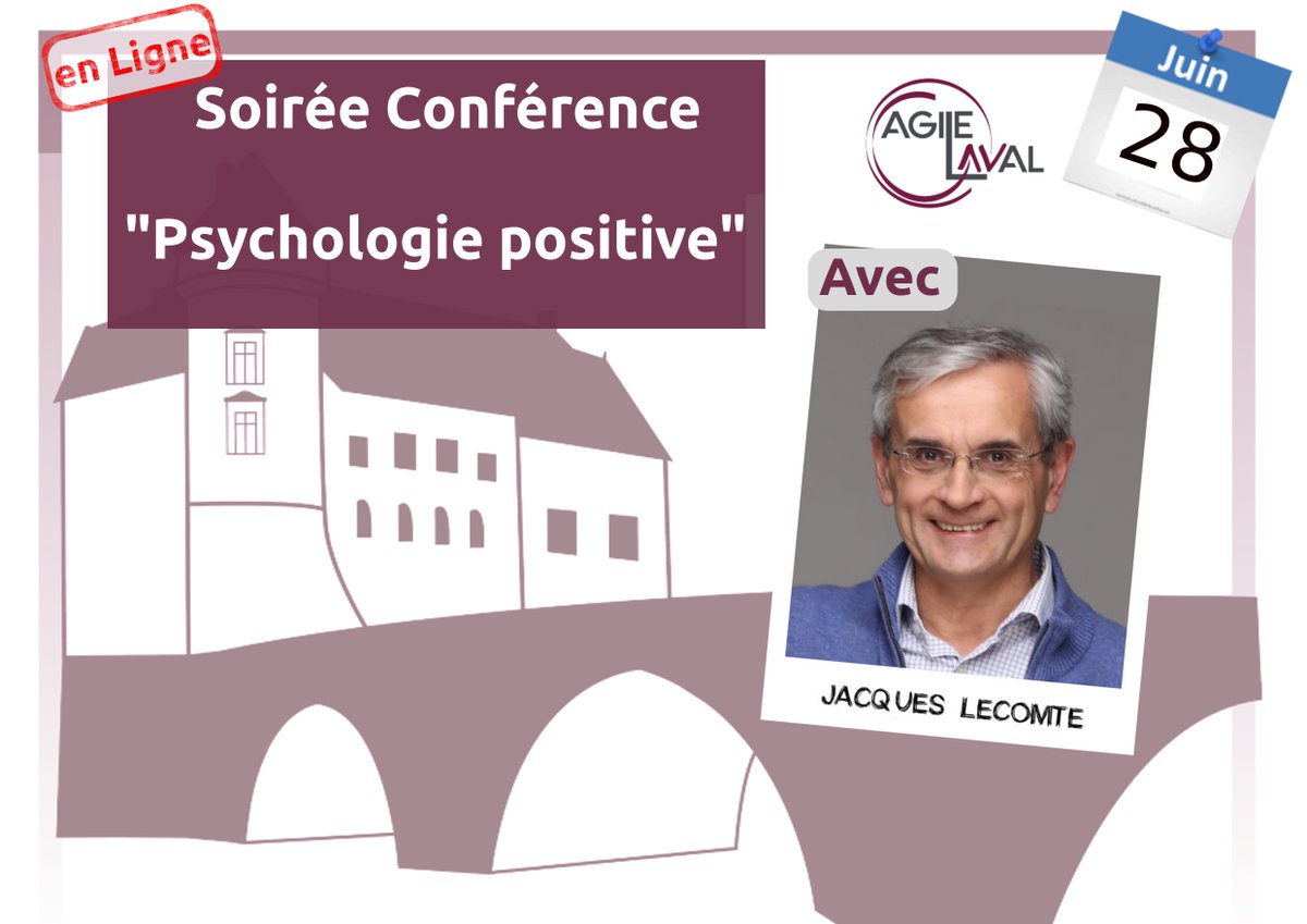AgileLaval's tweet image. Le Lundi 28 Juin de 18h à 19h30, #AgileLaval a le plaisir de vous inviter à découvrir avec nous, Jacques Lecomte qui nous partagera sa vision et ses travaux sur la psychologie positive lors d&apos;une conférence en ligne. Places limitées, inscription ici: weezevent.com/soiree-confere…&quot;