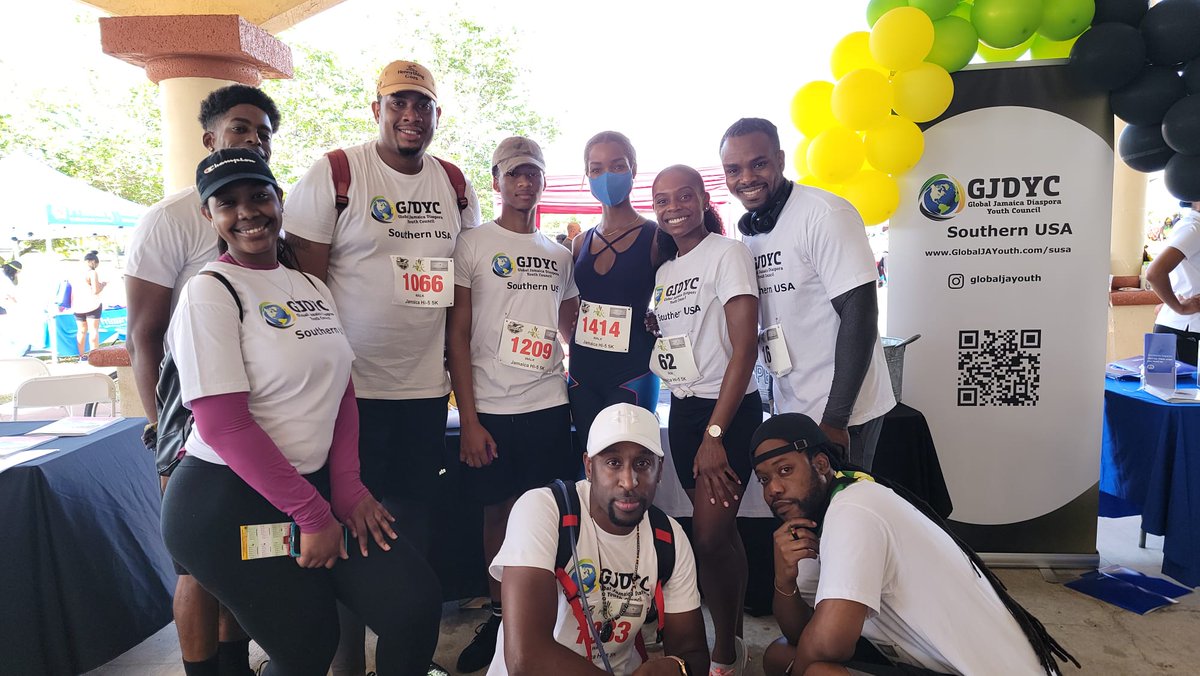 GJDYC_Official's tweet photo. #GJDYC Southern USA 🇺🇸 broke a sweat on Saturday at the @jamaicahi_5krun 🖐🏾🏃🏾♀️🏃🏿♂️ in Miramar, FL hosted by the Jamaica-Miami CG @OliverMair. With TEAM SPIRIT we supported the cause for the Jamaica Adopt-A-Clinic & gained visibility with new registered members to the council! https://t.co/NuWtwLWLNF