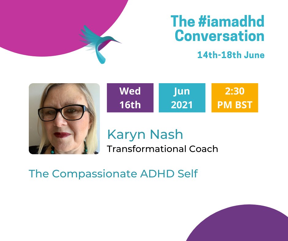 iamadhdmovement's tweet photo. Karyn Nash will be joining us next week as she talks about compassion and ADHD.

Tickets start at just £10 and all money raised will be going towards building an online support hub!

Buy your ticket here: https://t.co/zrC1Gytnp3

#iamadhd #adhd #virtualsummit #adhd #adhdsupport https://t.co/OAYxvwNi3z