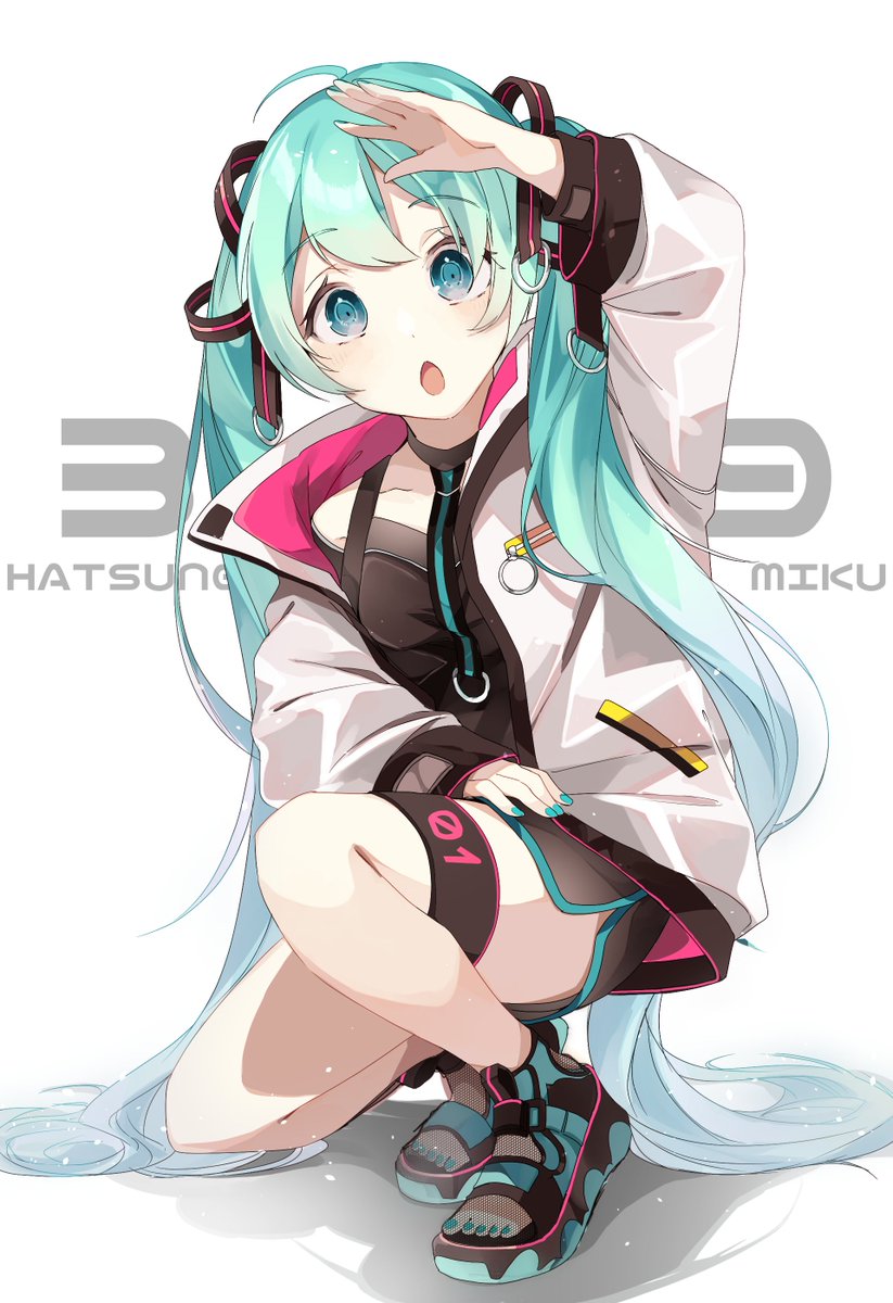 hatsune miku 1girl solo long hair very long hair jacket twintails shorts  illustration images