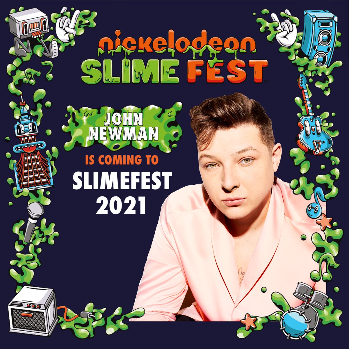 NickelodeonUK's tweet photo. 🚨SLIMEFEST NEWS🚨We are SUPER excited to announce that @JohnNewmanMusic and @Diversity_Tweet will be performing at this years #SlimefestUK! Get your tickets NOW >> https://t.co/hzUj0L2K91 💚🧡 https://t.co/xcyO1QtGnG