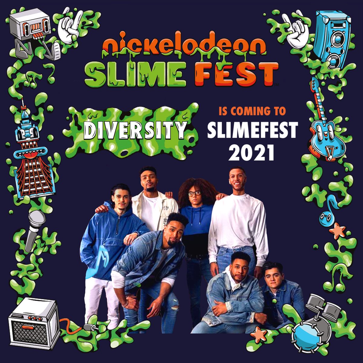 NickelodeonUK's tweet photo. 🚨SLIMEFEST NEWS🚨We are SUPER excited to announce that @JohnNewmanMusic and @Diversity_Tweet will be performing at this years #SlimefestUK! Get your tickets NOW >> https://t.co/hzUj0L2K91 💚🧡 https://t.co/xcyO1QtGnG