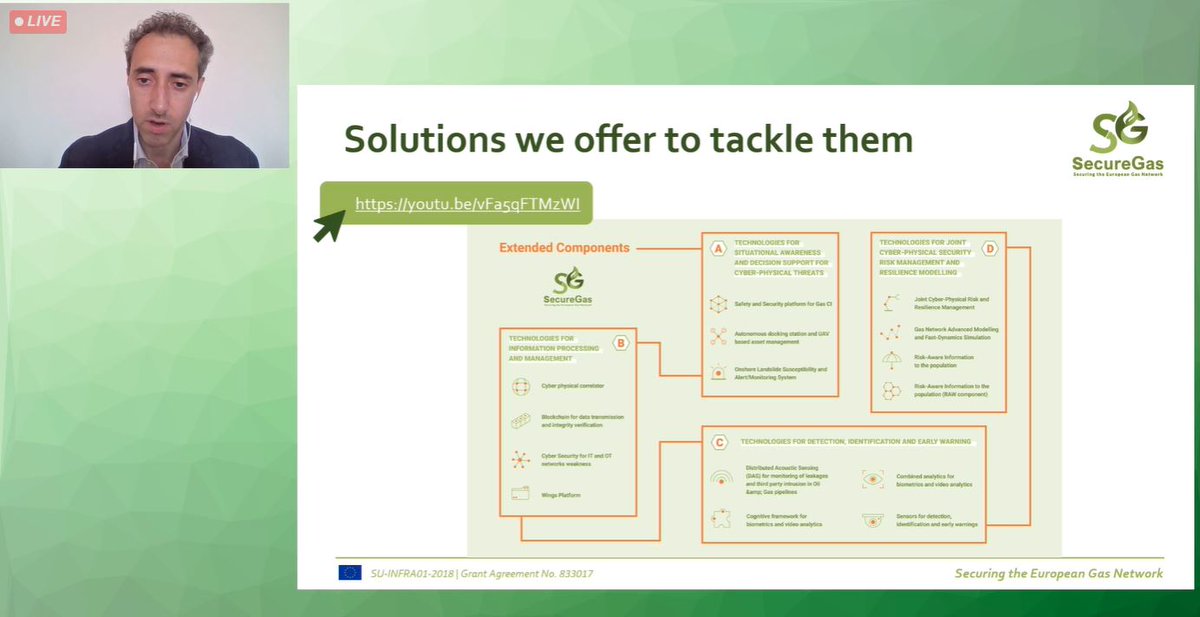secure_gas's tweet photo. SecureGas BC3 demo live ๐น
9/06, on line event ๐ Clemente Fuggini @RINA1861, #SecureGas project coordinator, speaks about the #project, the main #goals and the new #milestones and explains the SecureGas solutions (Extended components)
--
More info โถ๏ธhttps://t.co/cFqREdyb0N
๐ช๐บ๐ฎ๐น https://t.co/w9Iy6grJZZ