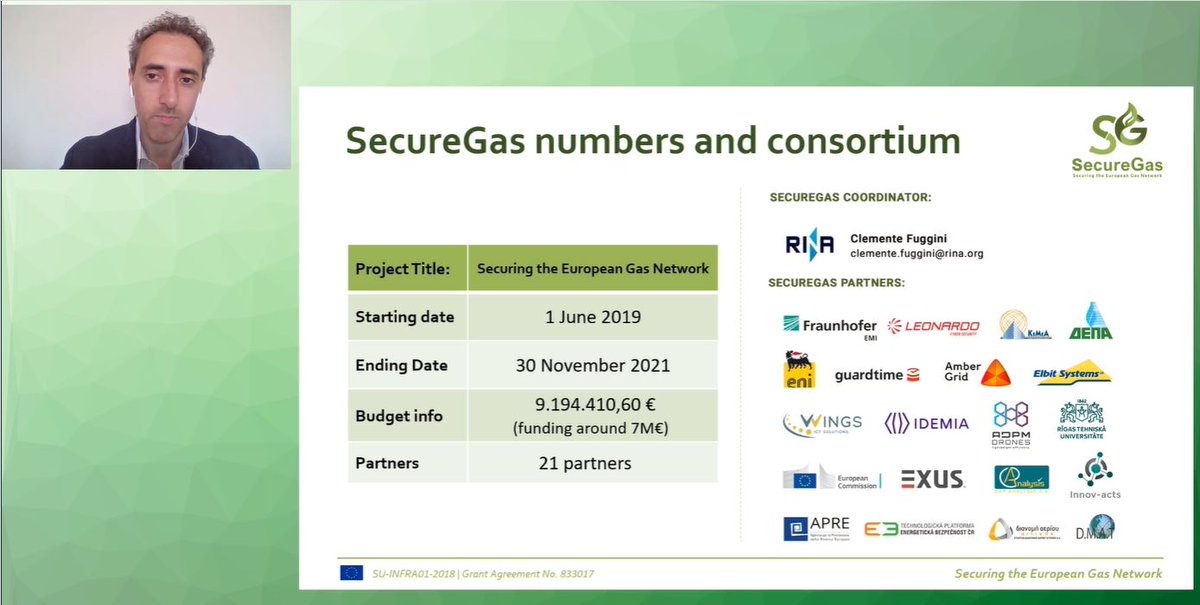 secure_gas's tweet photo. SecureGas BC3 demo live ๐น
9/06, on line event ๐ Clemente Fuggini @RINA1861, #SecureGas project coordinator, speaks about the #project, the main #goals and the new #milestones and explains the SecureGas solutions (Extended components)
--
More info โถ๏ธhttps://t.co/cFqREdyb0N
๐ช๐บ๐ฎ๐น https://t.co/w9Iy6grJZZ