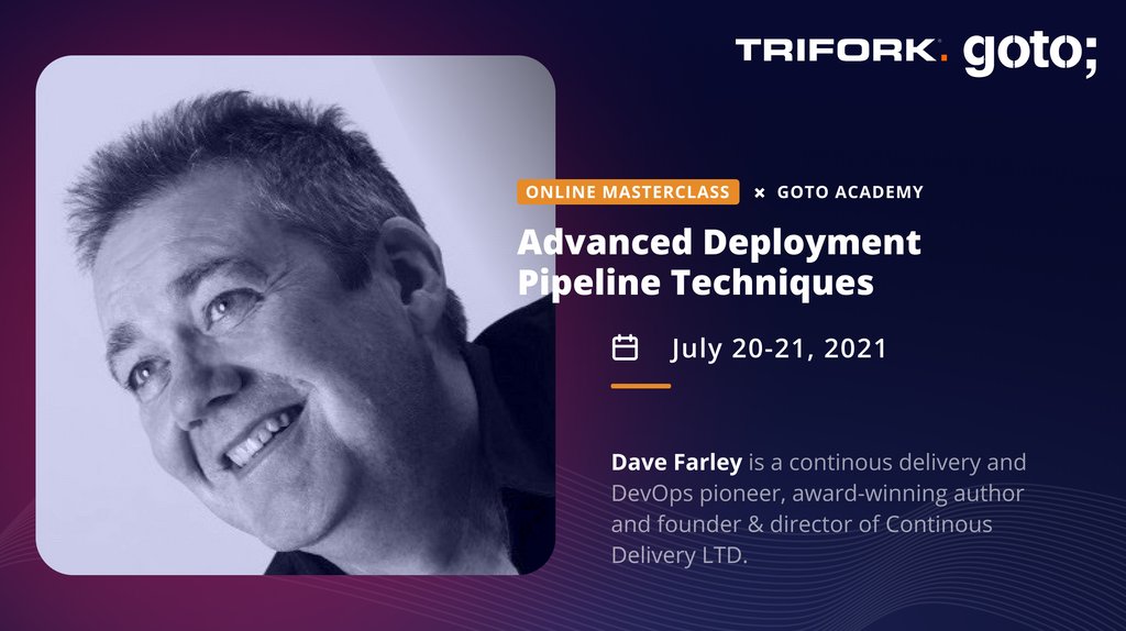 gotoacademyNL's tweet image. Join us in a 2-day "Advanced Deployment Pipeline Techniques" virtual Masterclass with @DaveFarley, where he'll cover effective models for #deploymentpipelines, scoping pipeline impact on teams & more! July 20-21
👉 bit.ly/30U0Q7r