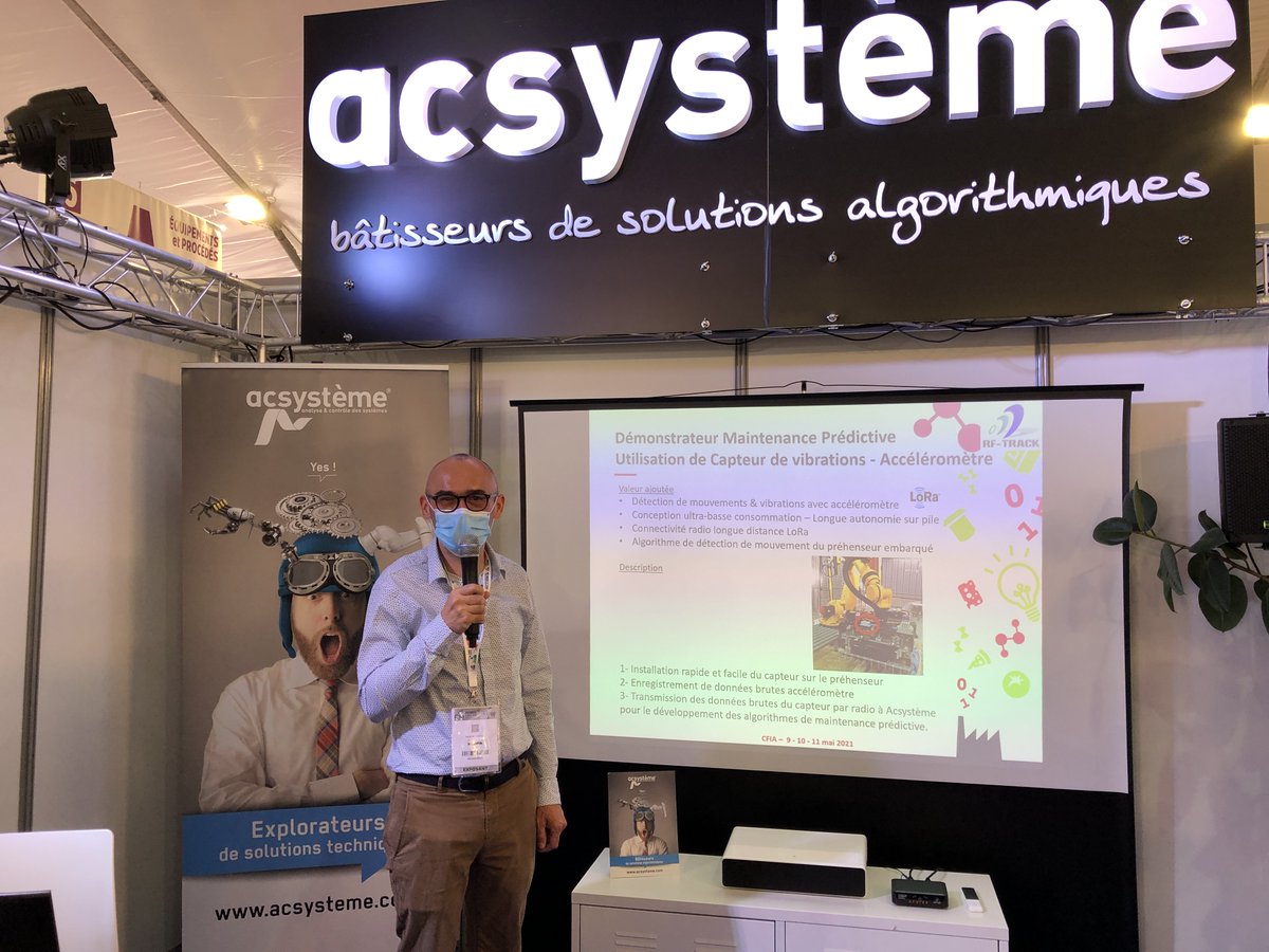 Merci à Pierre Cherel de <a href="/rf_track/">RF-TRACK</a> d'être passé sur notre stand ! 

C'était l'occasion de présenter le projet de maintenance prédictive réalisé ensemble. Rendez-vous hall 6 stand B23 pour d'autres interventions d'experts durant ce <a href="/CFIAexpo/">CFIA Expo</a> .

#MaintenancePrédictive #CFIA2021