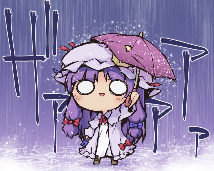 patchouli knowledge 1girl mob cap red bow dress solo umbrella bow  illustration images