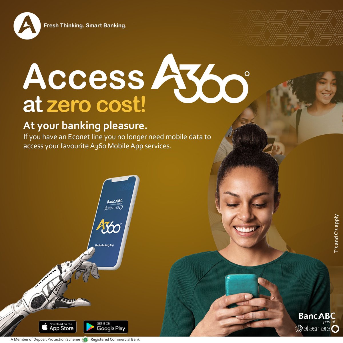 AndrewPPhiri's tweet photo. You can now do your Banking on the Banc application no cost๐
#A360
#BancDifferent
#FreshThinking
#SmartBanking
@BancabcZW https://t.co/a4lsB678jr