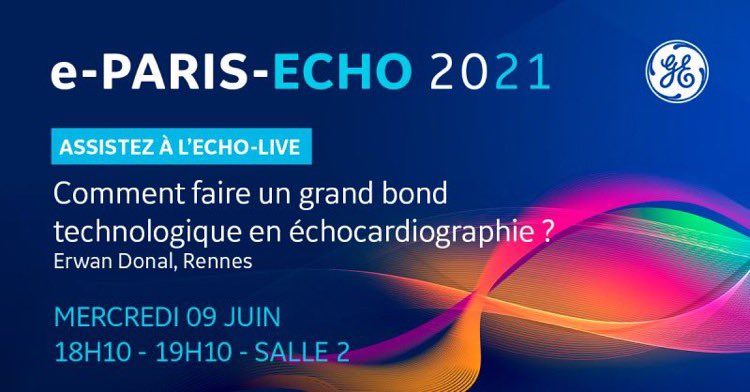 Retrouvez GE Healthcare à e-Paris-echo pour une session Echo live aujourd'hui de 18h10 à 19h10 sur la chaine 2 sur « Comment faire un grand bon technologique en échocardiographie ? » animée par le Pr Erwan Donal

#VIVID #ULTRASOUND #CARDIOLOGY #ePARISECHO #GE #Echofirst