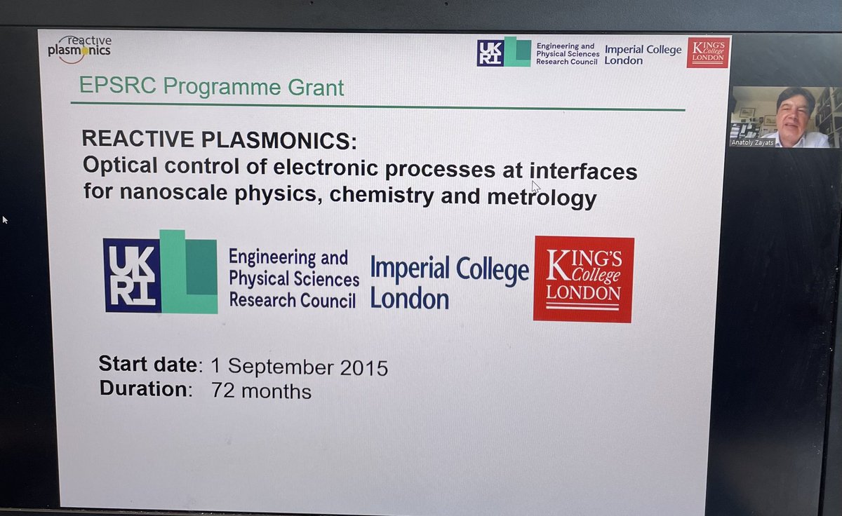The  London Plasmonics Forum is under away with our PI Anatoly Zayats kicking off the event. 

 #plasforum21