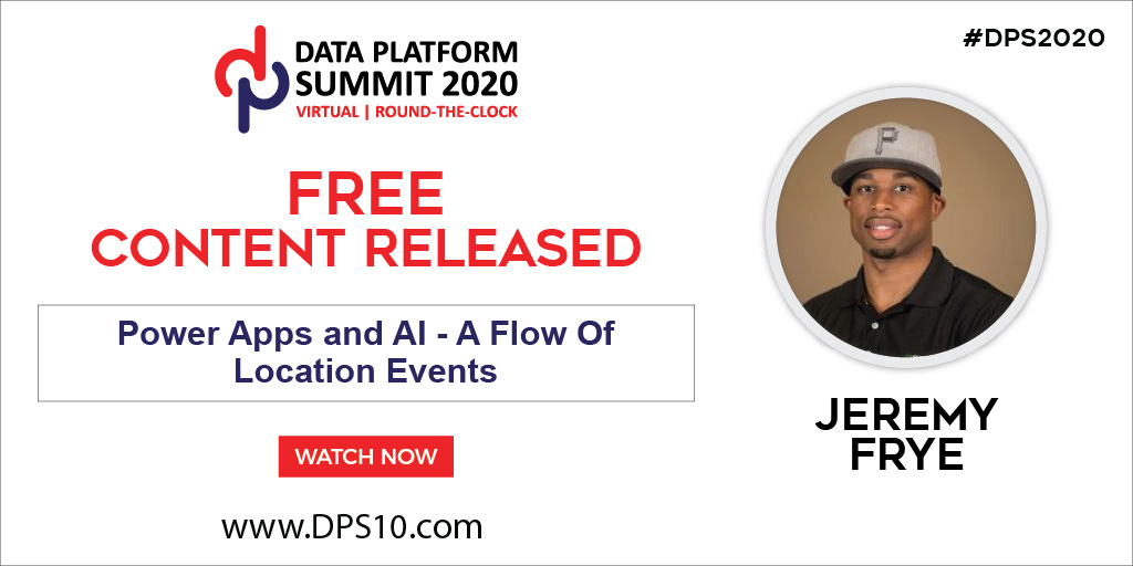 DataAISummit's tweet image. DPS 2020 Session Release. Each day, new content.
Today&apos;s release: Power Apps and AI - A Flow of Location Events BI by @SQLBInstein

Watch On-Demand Now: bit.ly/dps_free_conte…

Pls RT.
#Azure #Analytics #AzureSQL #SQLServer #PowerBI #AI #DPS10
