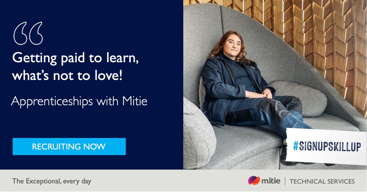 We all have to start somewhere and I’m so happy to see all the fantastic opportunities we have available for apprentices through our Technical Services Academy. For more information on our September intake check out  mitiepeople.com/apprenticeships #SignUpSkillUp