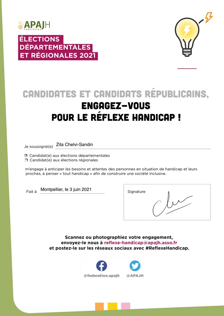 APAJH's tweet photo. [Départementales 2021] @ChelviZita s'engage pour le #ReflexeHandicap #Herault https://t.co/Oyiz7tDCNK