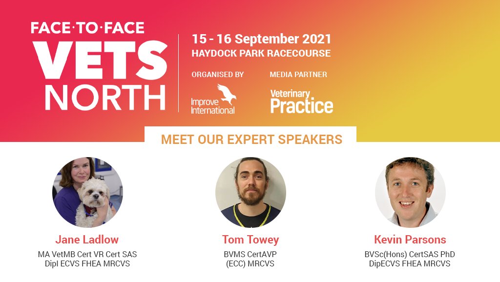 Meet some of our speakers!
👩‍⚕‍ Jane Ladlow 
👨‍⚕‍ Tom Towey 
👨‍⚕‍ Kevin Parsons 
Book your ticket now and enjoy the early bird rate!
🔗 vetsnorth.com/tickets