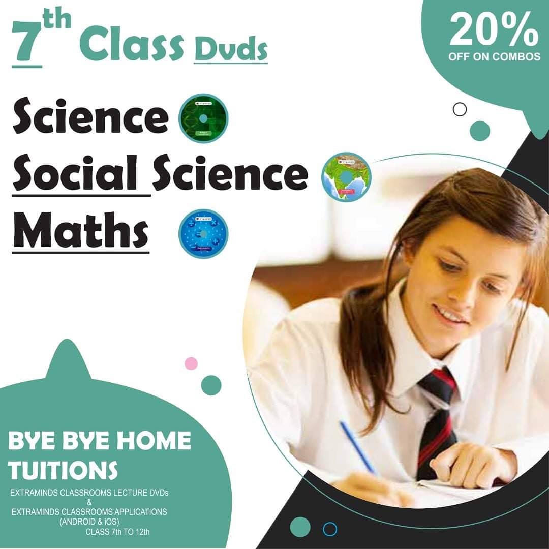 Extraminds's tweet image. Learn lessons at your own pace. The multimedia content has been designed as per latest curriculum, includes attractive graphics.
Shop now from extraminds.com/combo.html and get 20% OFF
Write to us at info@extraminds.com
#class7 #class7math #class7science #cbseclass7 #class7dvd