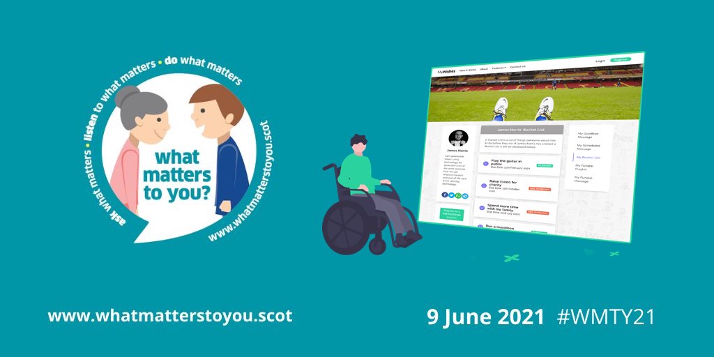 This 'What Matters To You' Day, you might want to help your patients document their wishes within an anticipatory care plan, funeral wishes document, digital will or bucket list mywishes.co.uk/how-it-works. MyWishes is free to use in Scotland and across the UK #wmty21 #hpm #wenurses
