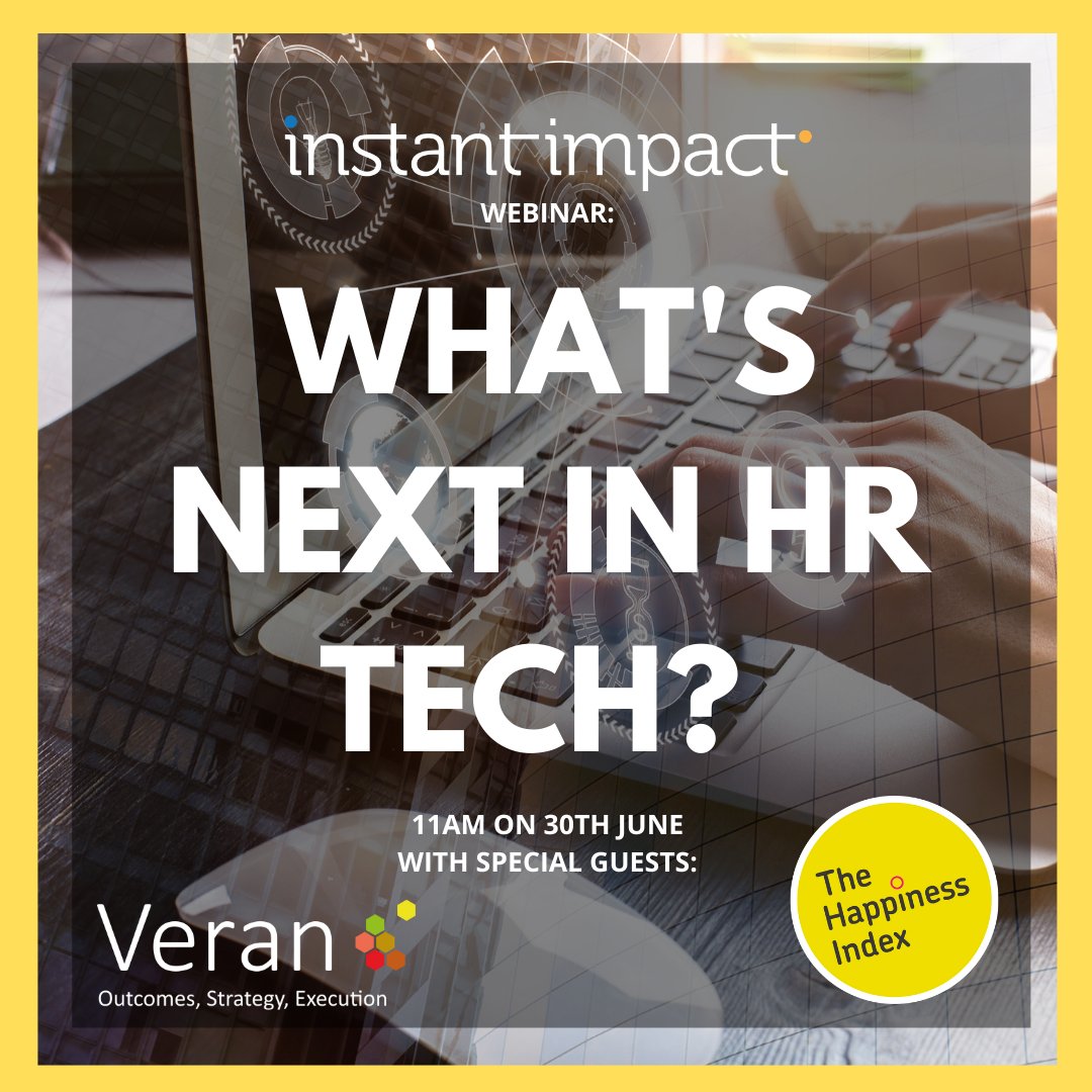 💥 NEW WEBINAR 💥

Join us at 11am on 30th June when we will be talking all about #employeeengagement and HR tech with Becky Statham from <a href="/VeranPerform/">Veran Performance</a> and Matthew Phelan from <a href="/happinessindex/">The Happiness Index</a> 

resources.instant-impact.com/next-in-hr-tec…