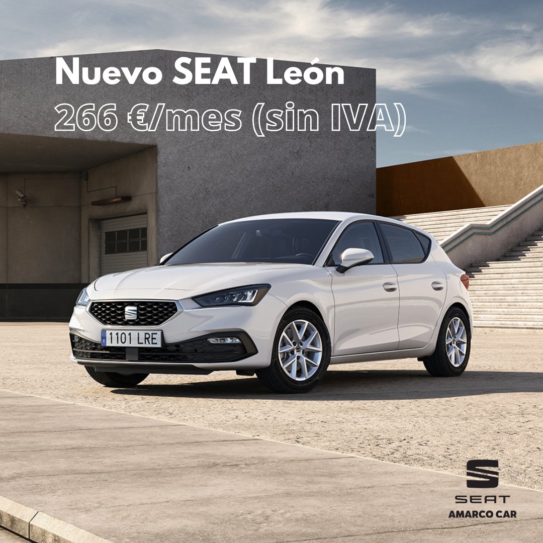 AmarcoCar's tweet photo. ❌ ¡No querrás perderte la última novedad! Ahora puedes llevarte tu Nuevo #SEATLeón por 266 €/mes (sin IVA) con My Renting Empresas.

▪️ Contáctanos y te informamos: https://t.co/BXe9HKgM4d https://t.co/mEwLYlLyhd