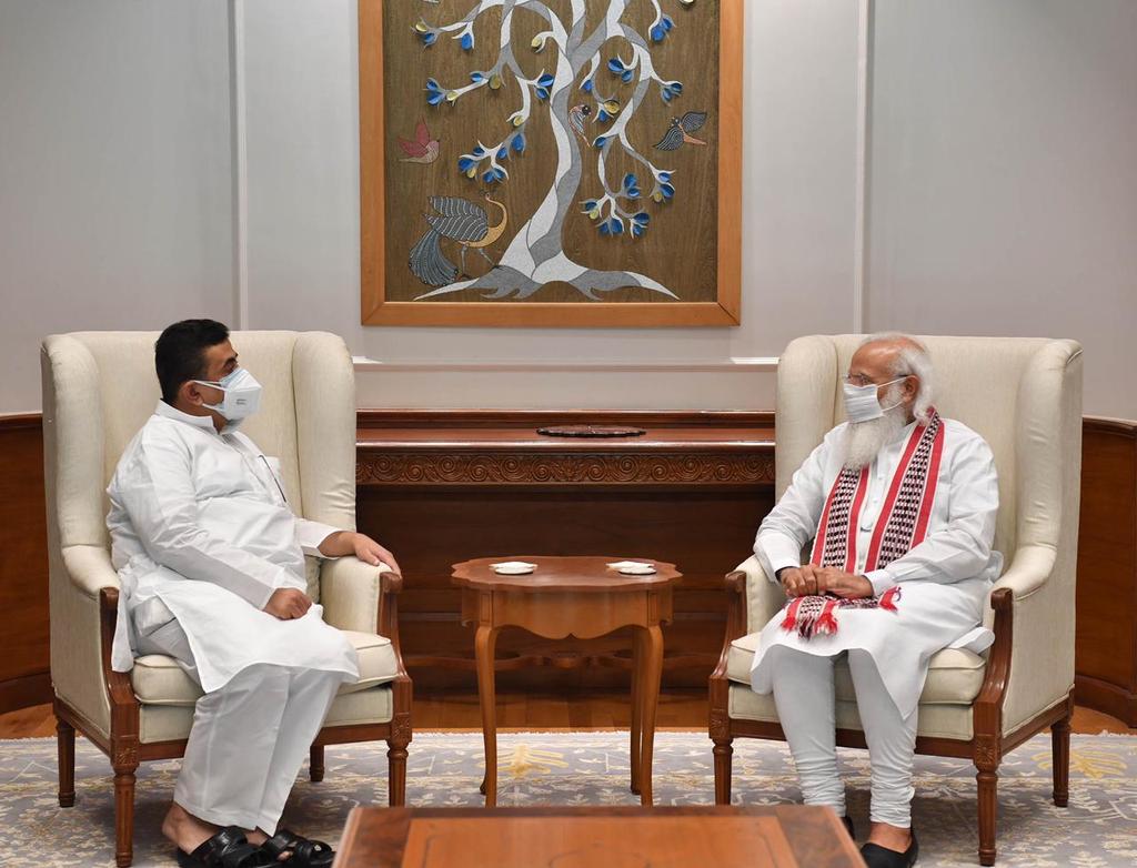 Blessed to meet the Honourable PM Shri @narendramodi Ji. I thank him for his precious time spared for me. Detailed discussion took place for almost 45 minutes regarding Bengal and several other political issues. Sought his support and guidance for the development of West Bengal.