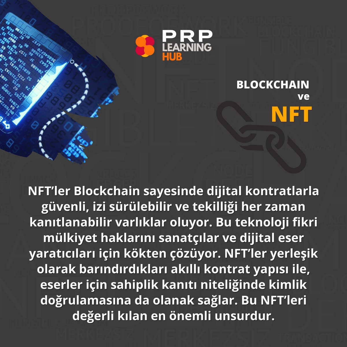 Blockchain ve NFT ilişkisini makalemizde inceledik: linkedin.com/pulse/blockcha…

#prplearning #prplearninghub #blockchain #blockchaintechnology #blockchaintraining #nft #digitalart #digiart #DeFi #cyrptocurrency #bitcoins #blockchainnedir #kriptopara