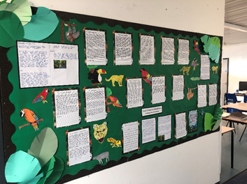 PeacehavenHAC's tweet photo. Before half term Year 5 created some amazing Amazon Rainforest setting descriptions! This was based on our book Journey to the River Sea by Eva Ibbotson. Look at our amazing work! #amazonanimals #rainforest https://t.co/kMNaJikyAO