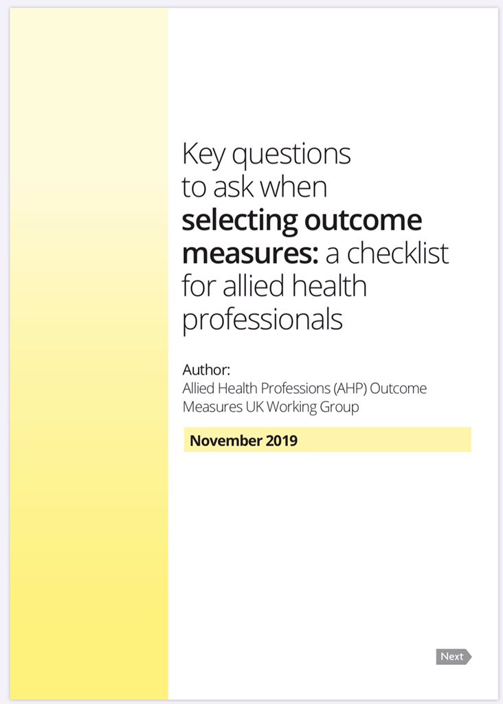 Please share this practical tool to support AHP decision making on what #outcomemeasures to use. Can be found on @RCSLT website @CarolineNhs @ahpfni @jennykeaneCAHPO @warner_md @AHPleadership @ahpqi @NatLeadAHPCYP @wyliedpod @RCSLT @MaryEmerson_5 @PaulineMcMullan @FarrellEamon