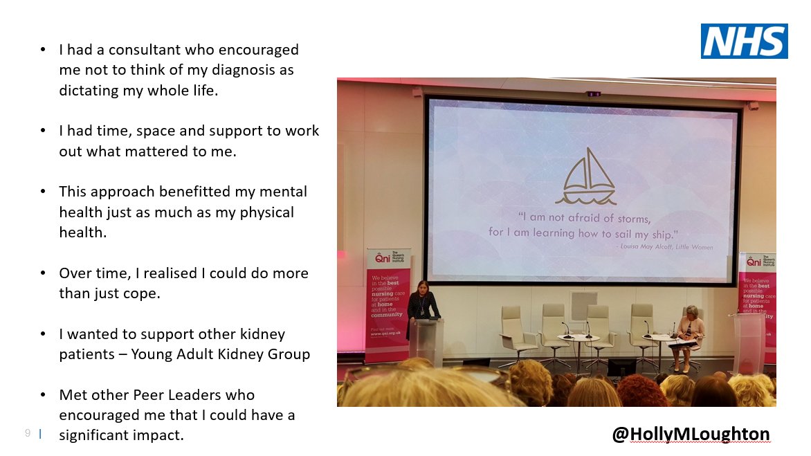 Next up at our Personalised Care in Anticipatory Care webinar today, peer leader <a href="/HollyMLoughton/">Holly Loughton</a> shares experience as a kidney disease patient in early 20s and how she took control over her life and her future. #AnticipatoryCare <a href="/Pers_Care/">Personalised Care</a>