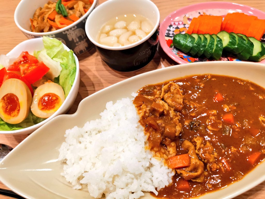 Shuta 今日の献立 カレーライス サラダ 漬物 切り干し大根の煮物 晩ごはん 嫁料理 Shuta 今日の献立 カレーライス サラダ 漬物 切り干し大根の煮物 晩ごはん 嫁料理