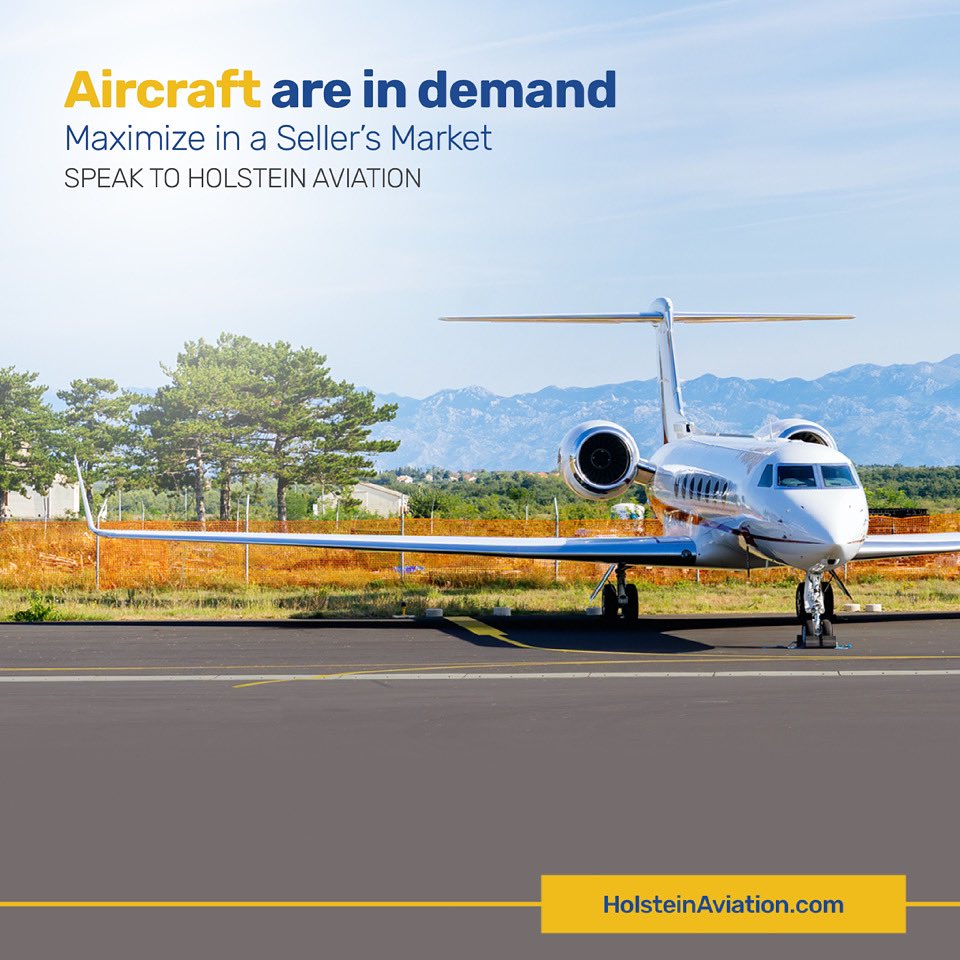 HolsteinAviatio's tweet image. Maximize in a seller's market - Holstein Aviation can provide you with a market value for your aircraft and sell on average 60% faster than industry standard - Visit us today at holsteinaviation.com

#aviation #aircraftforsale #jetowner #cessna #bombardier #gulfstream #pilot