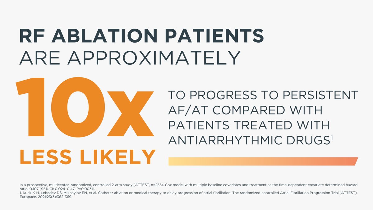 #AFib is a progressive disease that can lead to life-threatening conditions if untreated. I’m joining #MyCompany to raise awareness around early catheter ablation, a procedure that is proven to reduce disease progression by 10 times when compared to standard AFib medication.