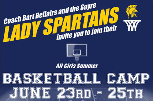 Register today and join Coach Bellairs and the Lady Spartans for a summer basketball camp running June 23-25.  The camp is for students in kindergarten through sixth grade. Register today at: sayreschool.org/ladybasketball… #spartansbasketball #summercamp #summeratsayre