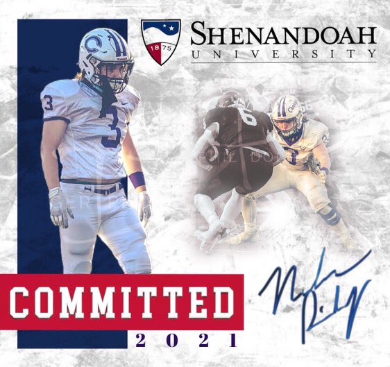 Nolan Riley (@nolan_riley3) on Twitter photo Excited to publicly announce my commitment to play football at Shenandoah University. Thank you to my family, teammates and coaches. <a href="/SUhornetsFB/">Shenandoah Football</a> <a href="/56ways/">KalvinOliver</a> Excited to publicly announce my commitment to play football at Shenandoah University. Thank you to my family, teammates and coaches. <a href="/SUhornetsFB/">Shenandoah Football</a> <a href="/56ways/">KalvinOliver</a>