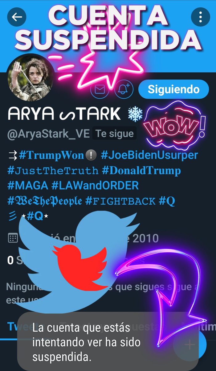 molt___qbo's tweet photo. @Margari95905408 @Liz_SalanderUS @Samara_05051 @lubys311 @juantorelo @KhintiIa @jotavino @Twitter @TwitterLatAm @TwitterSeguro @TwitterSupport @juantorrelo @bandera_es @GalloAnonymous @JoelvinRV @vivi190473_ @HispaniaIb @freddyeuclides @FranciscoM1816 @ALTAMIRANA2 @AryaStark_VE @Calleigh_D @2_WhistleBlower @ell160 @TaFeaLaVerga @talkywalkythink @ReLaraT @ranasilvia63 @EdwinRi62427568 @Franaima @gloriamallarino @ProtestaMilitar @jagraterol2 @girasol0626 @Samara_0505 @twistedmetaljoe @L70OZ @FuerzaDederecha @Mapache18 @Manuel55782272 @CarmenRevista @mortizherrera @Yoopino181 @cianurosex @mariajo05884747 Señores:
@Twitter
@TwitterSeguro
@TwitterSupport

Habéis SUSPENDIDO la cuenta de
⇨ @AryaStark_VE
sin ningún motivo, sin previo aviso y sin haber incumplido ninguna regla❕
Exigimos la REACTIVACIÓN
INMEDIATA⚠️
🔜
.@Twitter➷
#DevuélvemeMiCuenta☜︎
➷
CUENTA
#SUSPENDIDAporTWITTER https://t.co/4Tfv06oMuJ